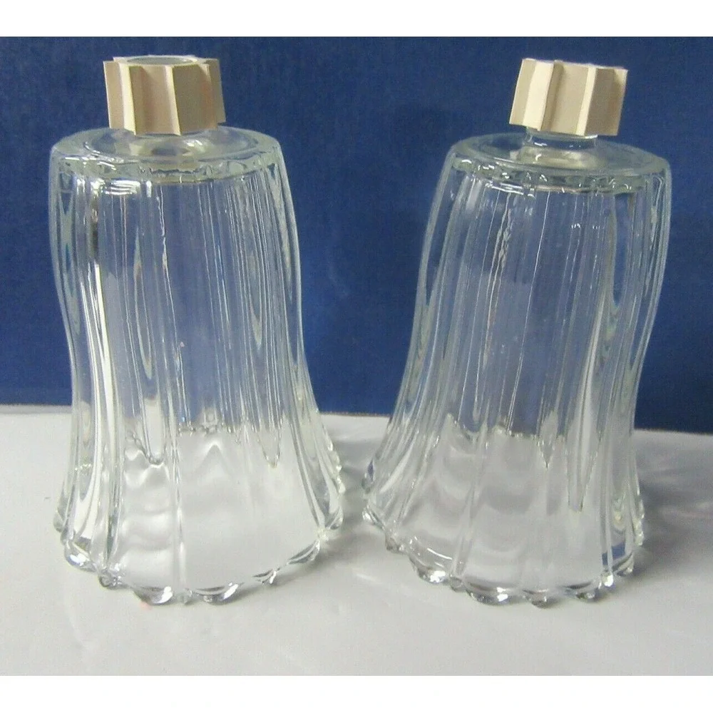 Vintage Votive Cups Peg Candle Ribbed Glass Pattern Homco W/Grippers Set of 2